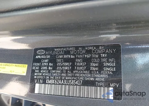 2020 Hyundai Kona Sel Plus from USA, damaged, VIN KM8K62AA3LU585417